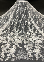 Wedding Lace with Beads and Sequins Fabric by Yard
