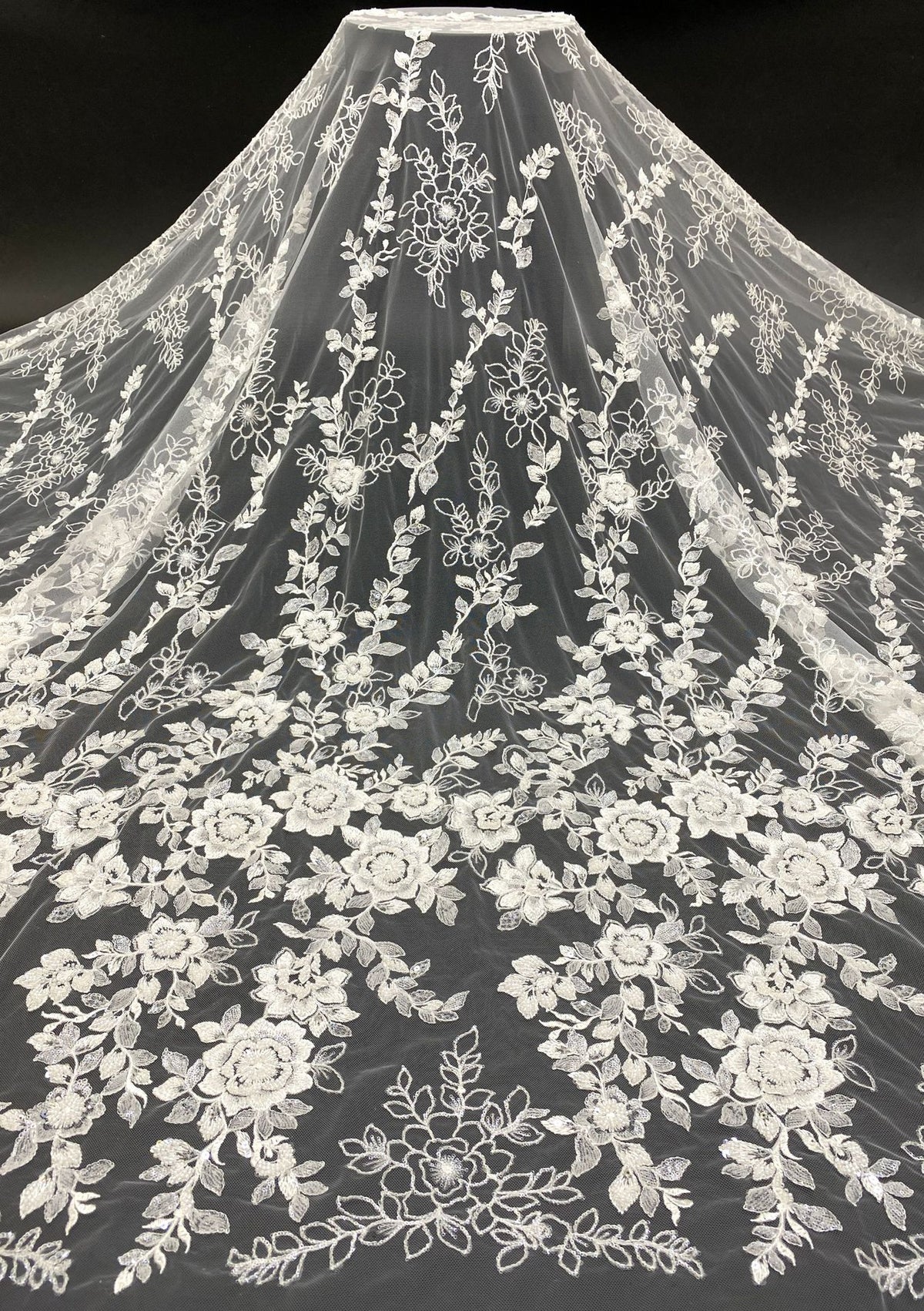 Wedding Lace with Beads and Sequins Fabric by Yard