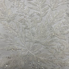 Botanical Sequin & Bubble-Bead Embroidered Bridal Fabric — fabric photo 5