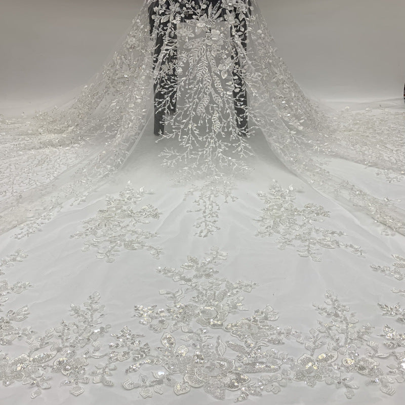 3D Sequin Embroidered Bridal Fabric – Design 75967 — fabric photo 3