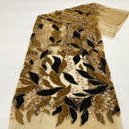 Two-Color Rope & Sequin Bead Embroidery Fabric — fabric photo 5
