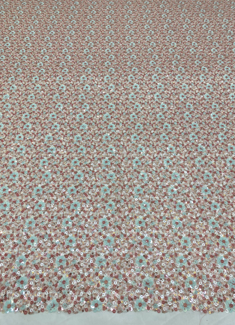 Multicolor Sequin Embroidered Bridal Fabric – Design 51807 — fabric photo 3