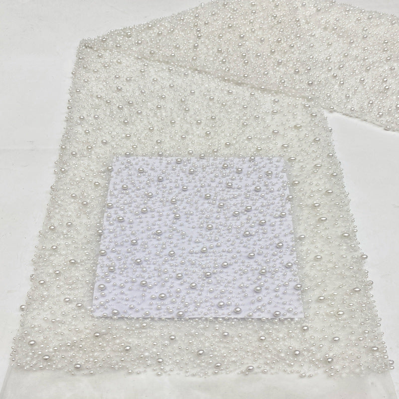 Floral Seed Bead & Foam Bead Embroidery Fabric