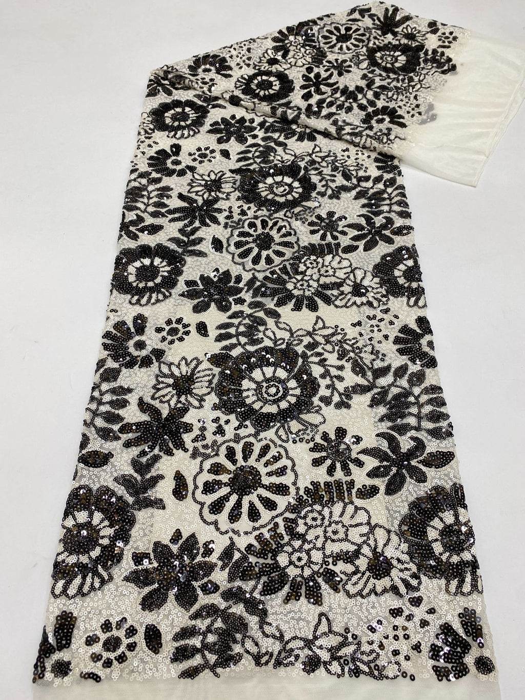 Stretch Mesh with Multicolor Sequin Embroidery — fabric photo 6