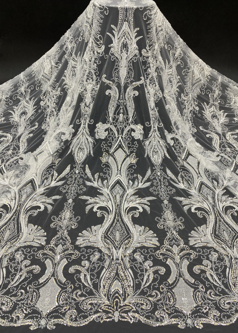 Sequin & Bubble-Bead Embroidered Bridal Fabric – Design 39935 — fabric photo 6