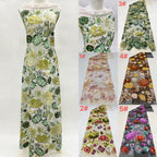 Large Floral Sequin Fabric in Apricot & Black Base