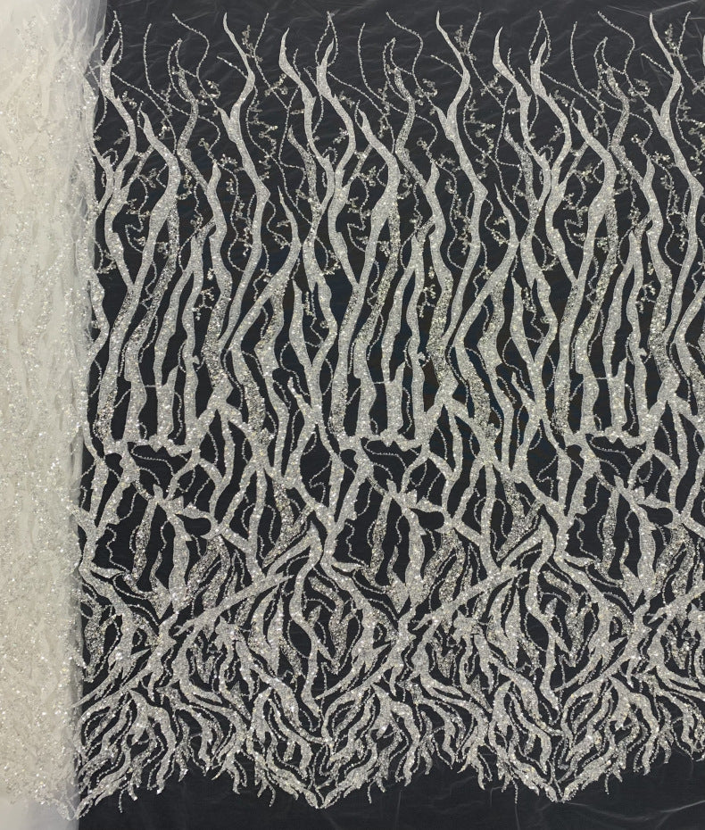 Double-Bead Embroidery with 3 mm Crystal Sequins — fabric photo 6