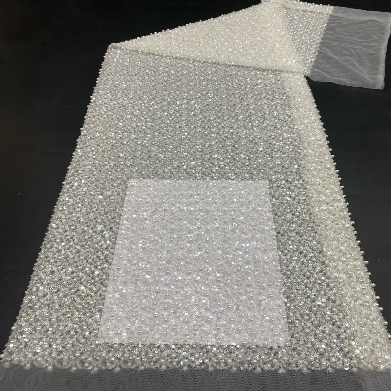 Dense Bead Sequin Embroidered Bridal Fabric — fabric photo 3