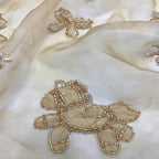 Printed Ribbon Bugle Bead Sequin Organza — fabric photo 3