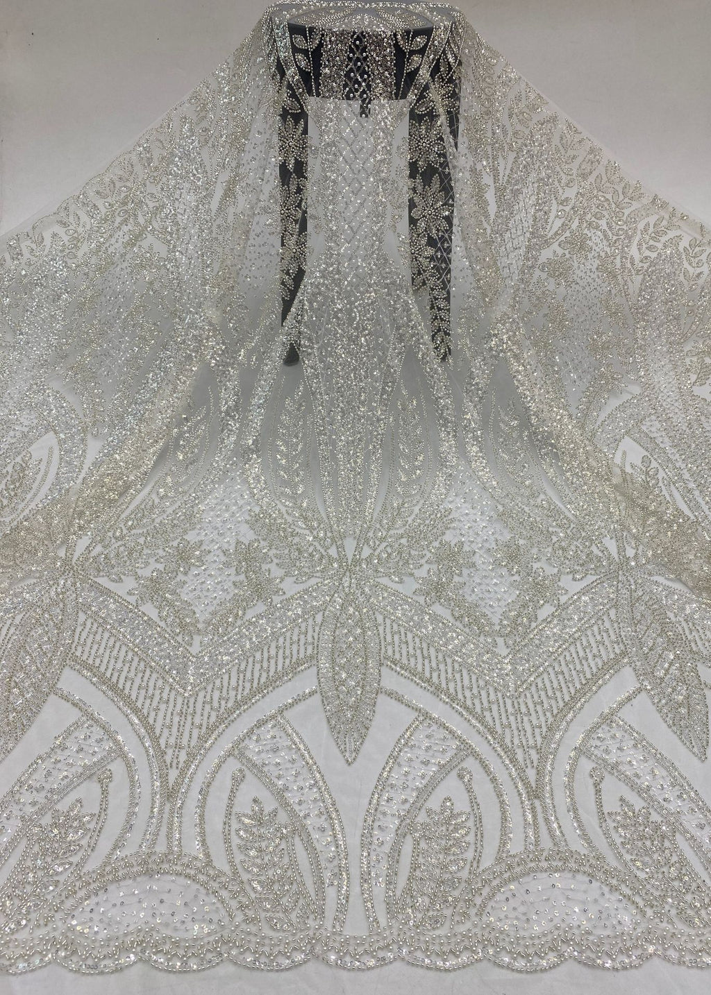 Heavy Sequin & Bubble-Bead Embroidered Bridal Fabric – Design 69311 — fabric photo 6