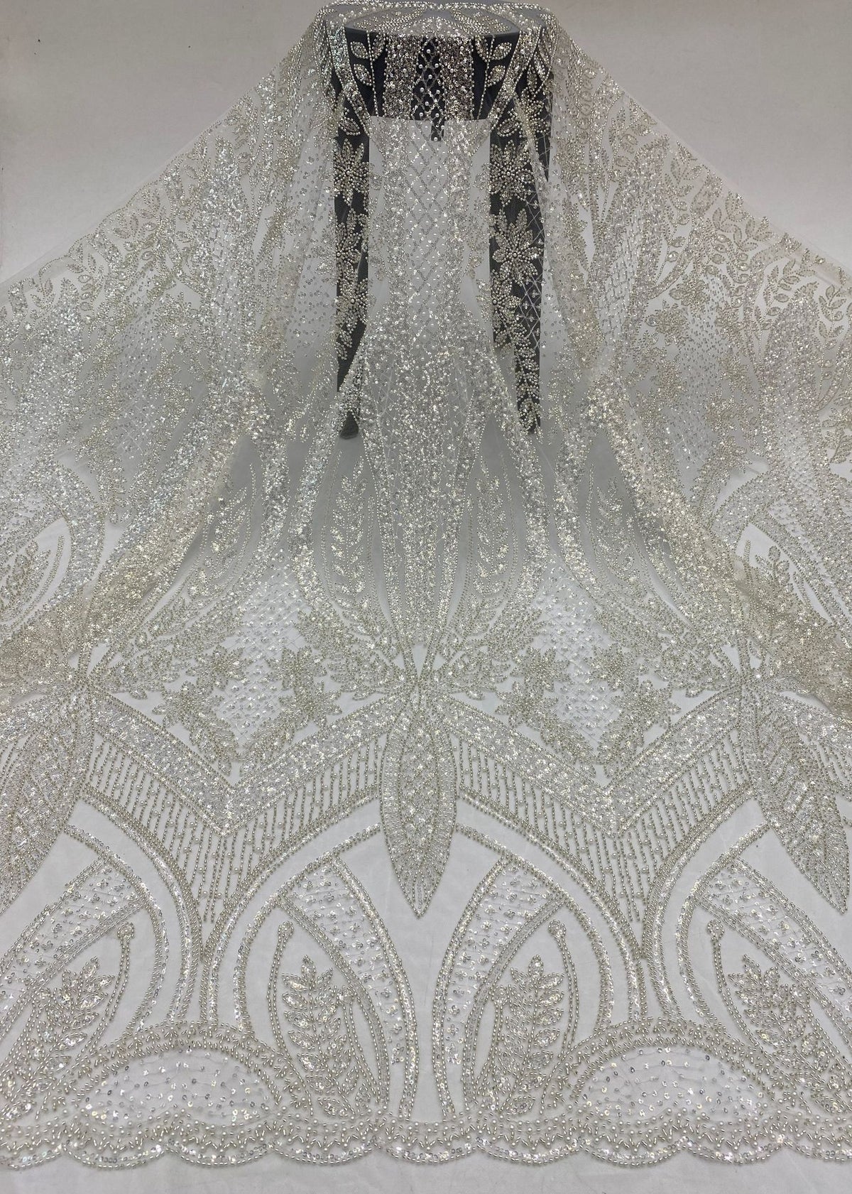 Heavy Sequin & Bubble-Bead Embroidered Bridal Fabric – Design 69311 — fabric photo 6