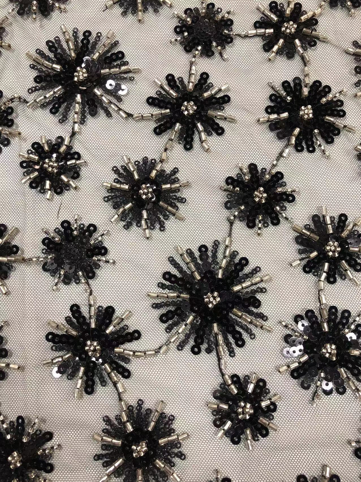 Tiny Floral Double-Bead & 3/5 mm Sequin Embroidery — fabric photo 6