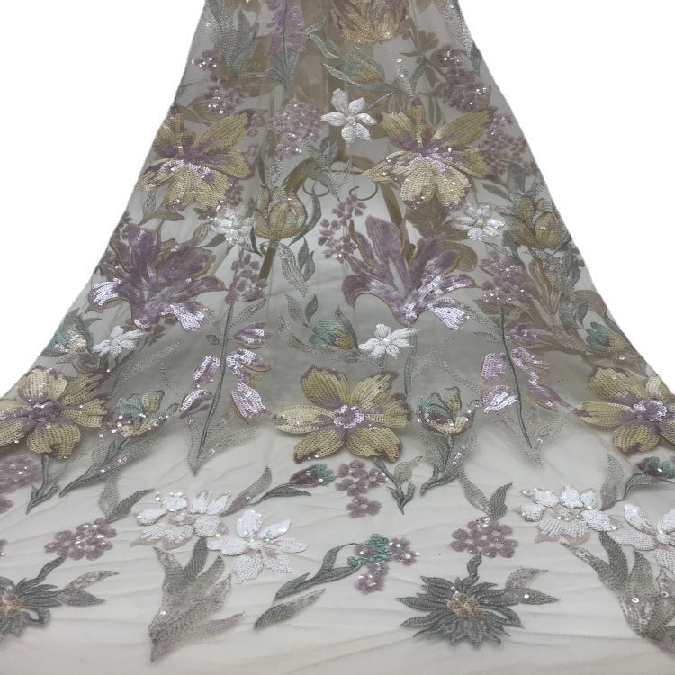Classic Multicolor Sequin Embroidered Fabric for Qipao — fabric photo 2