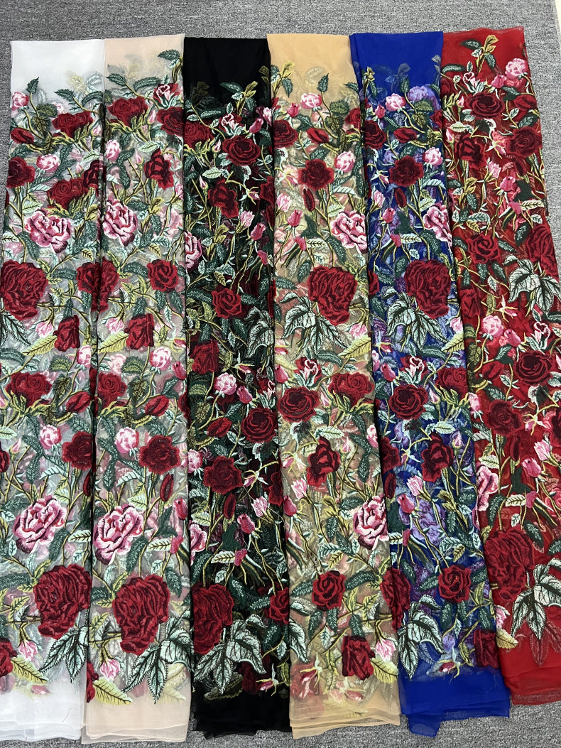 3D Multicolor Thread Embroidery Fabric — fabric photo 4