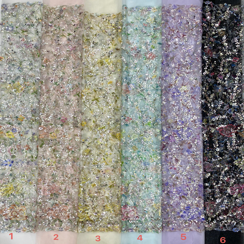 Printed Bead & Sequin Embroidered Fabric — fabric photo 4