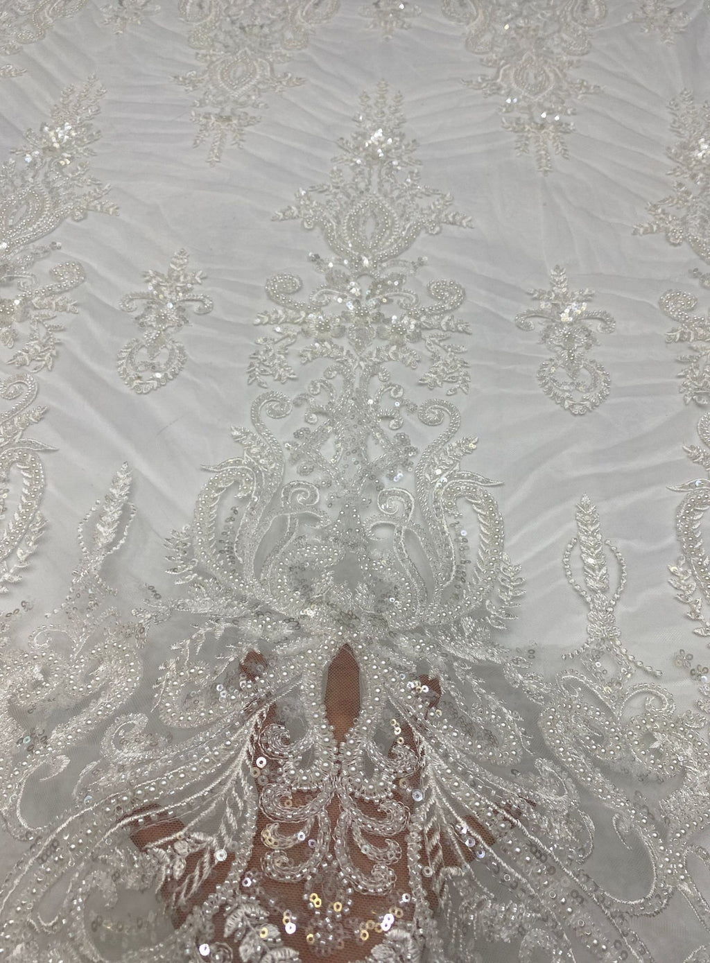 Dense Bead and 3/4mm Sequin Embroidery Fabric — fabric photo 4