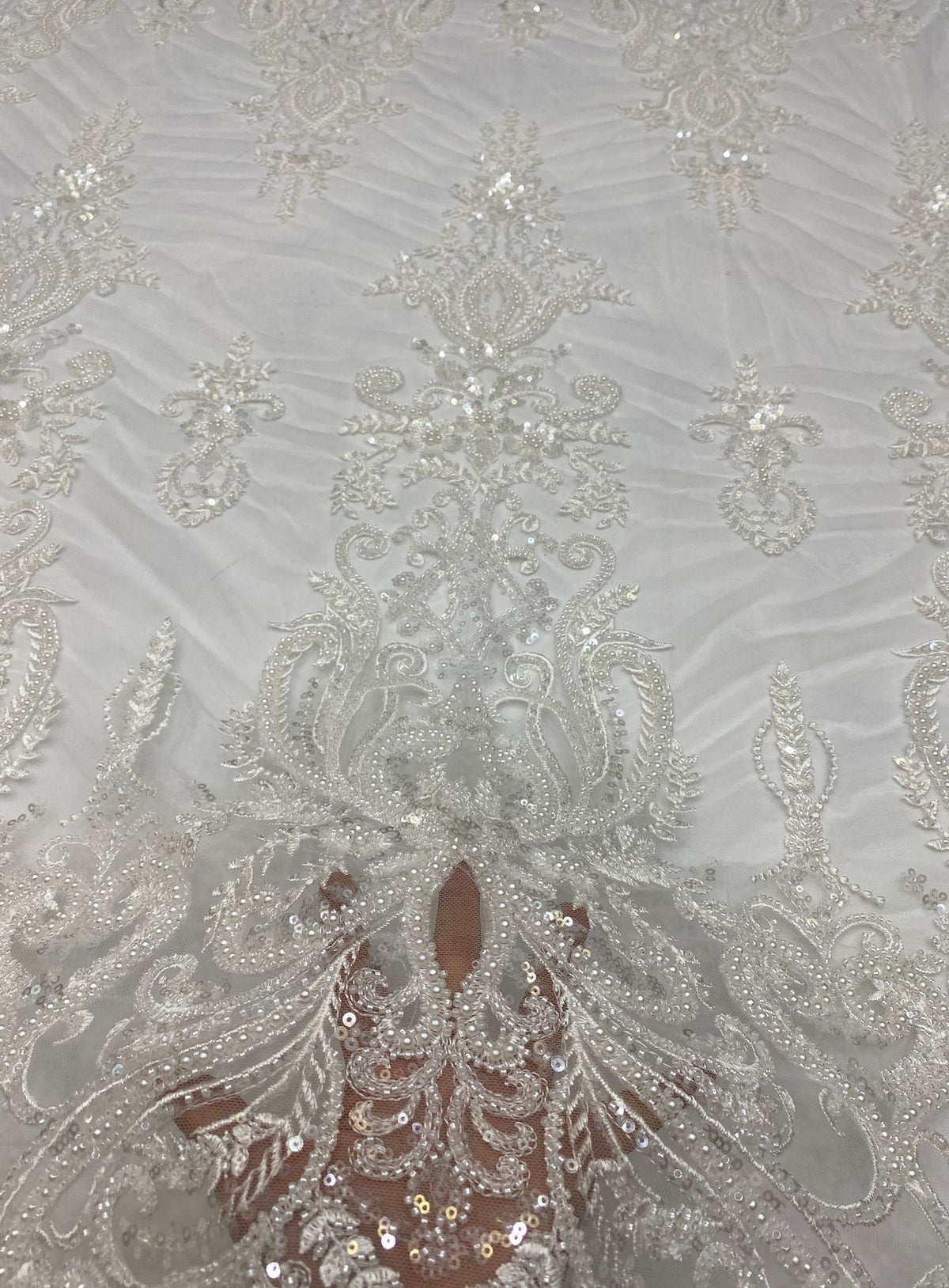 Dense Bead and 3/4mm Sequin Embroidery Fabric — fabric photo 4