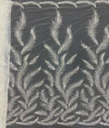 Feather-Detail Silver Bead & 3 mm Sequin Fabric — fabric photo 6