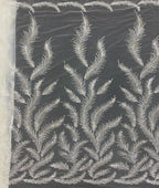 Feather-Detail Silver Bead & 3 mm Sequin Fabric — fabric photo 6