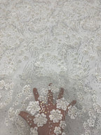Geometric Floral Bead & Sequin Embroidery Fabric — fabric photo 4