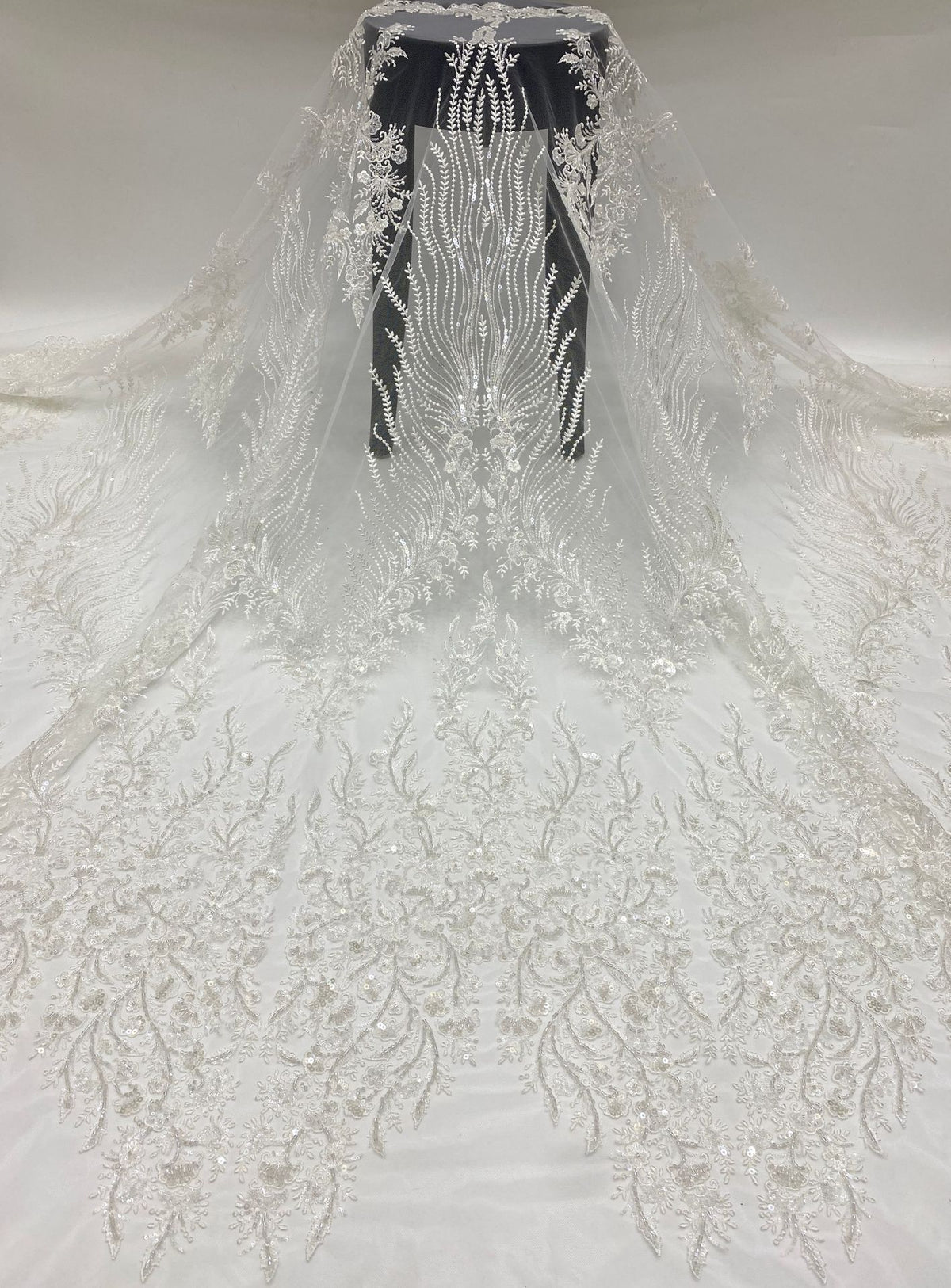 2/4 mm Crystal-Look Sequin Embroidered Bridal Fabric — fabric photo 5