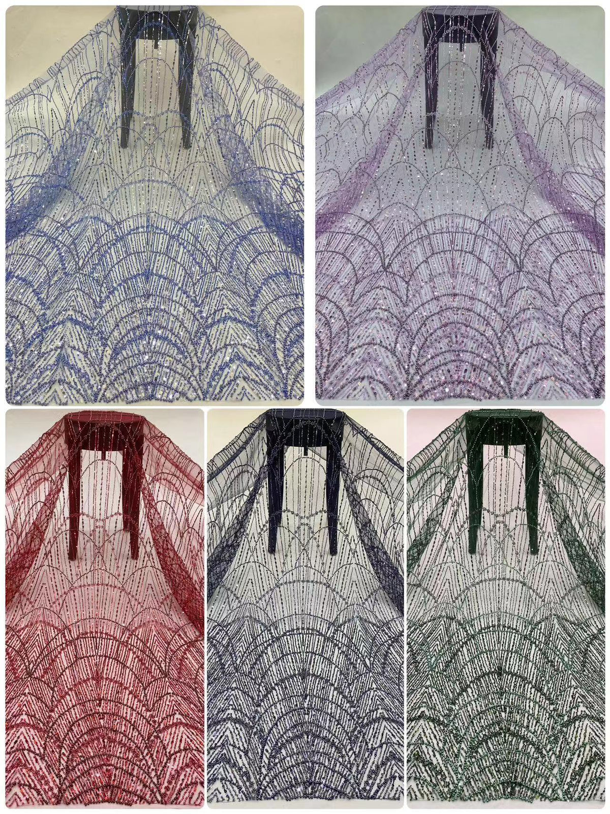Sequin & Double-Bead Embroidered Bridal Fabric – Design 38783 — fabric photo 2