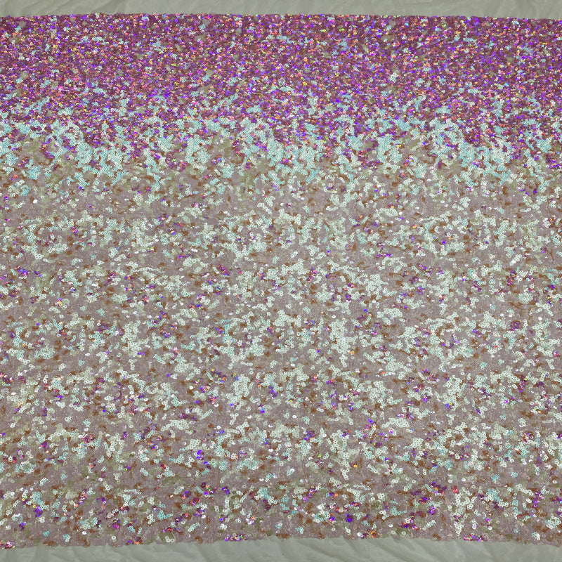 Multicolor 3/5/7 mm Sequin Embroidered Bridal Fabric – Design 72095 — fabric photo 3