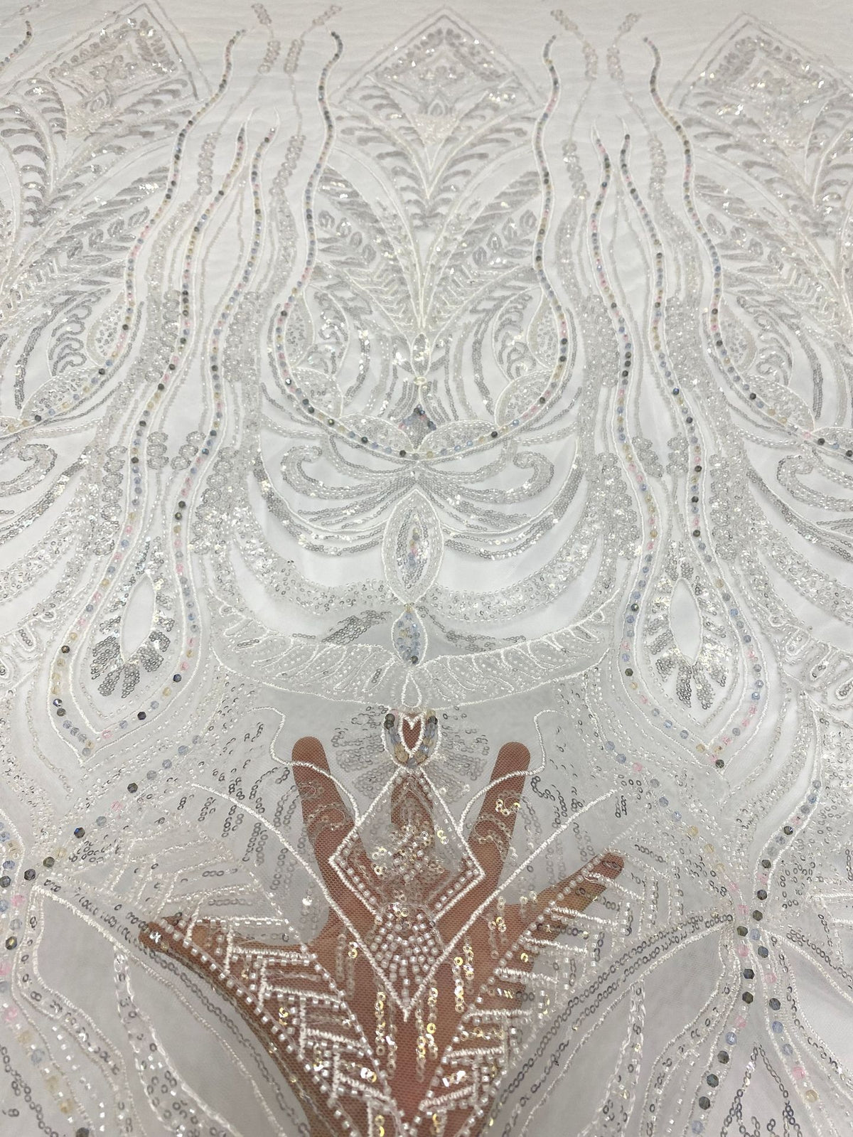 Sequin Embroidered Bridal Fabric – Design 91967 — fabric photo 4