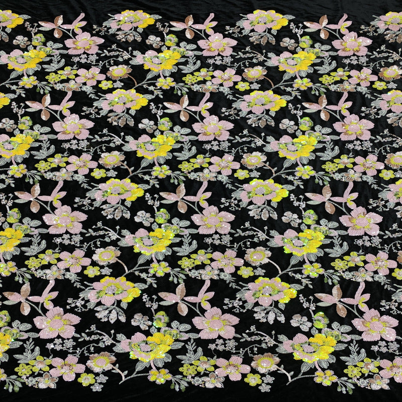 Ethnic-Style Velvet Colorful Sequin Fabric — fabric photo 5