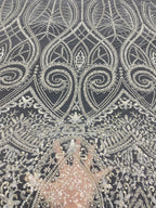 Ornamental Foam Bead & Crystal Sequin Fabric
