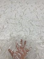 Bugle & Foam Bead 3/4mm Sequin Bridal Fabric — fabric photo 4