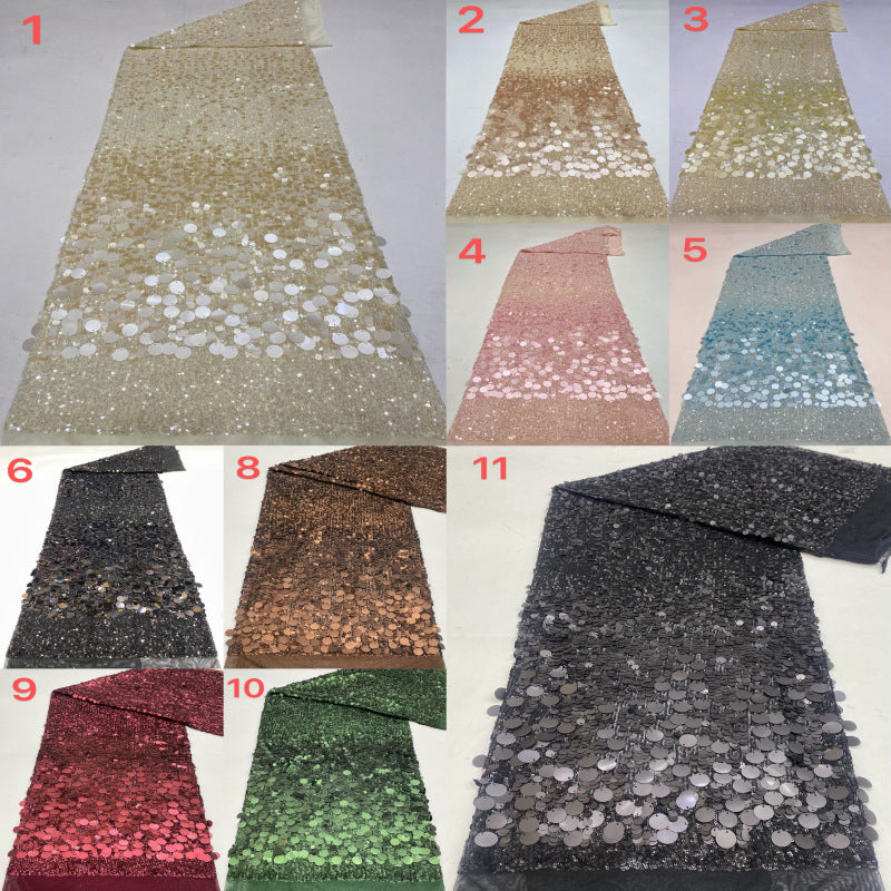 Gradient Stretch Mesh with 3–18mm Sequins