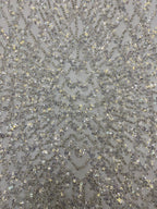 Crystal-Look Sequin & Silver-Bead Embroidered Bridal Fabric — fabric photo 3
