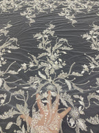 3D Floral Foam Bead Sequin Bridal Gown Fabric — fabric photo 2