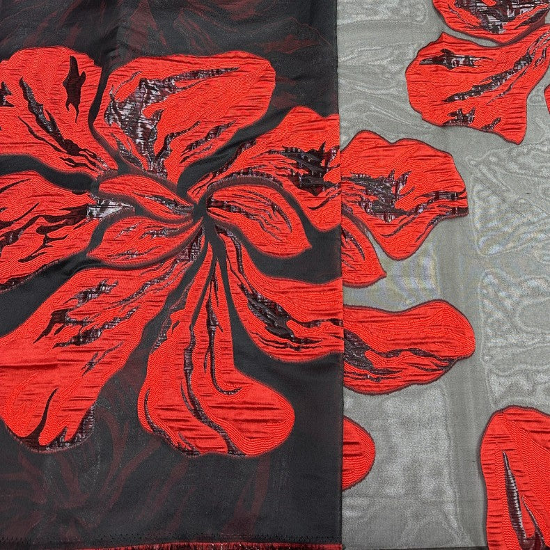 Floral Embossed Brocade Jacquard Organza Fabric
