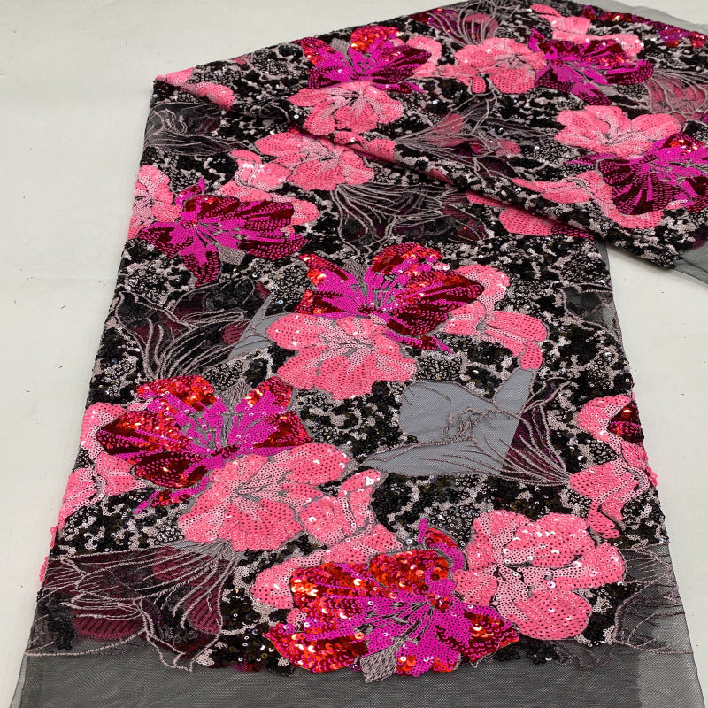 Dense Embroidery with Colorful Sequins — fabric photo 4