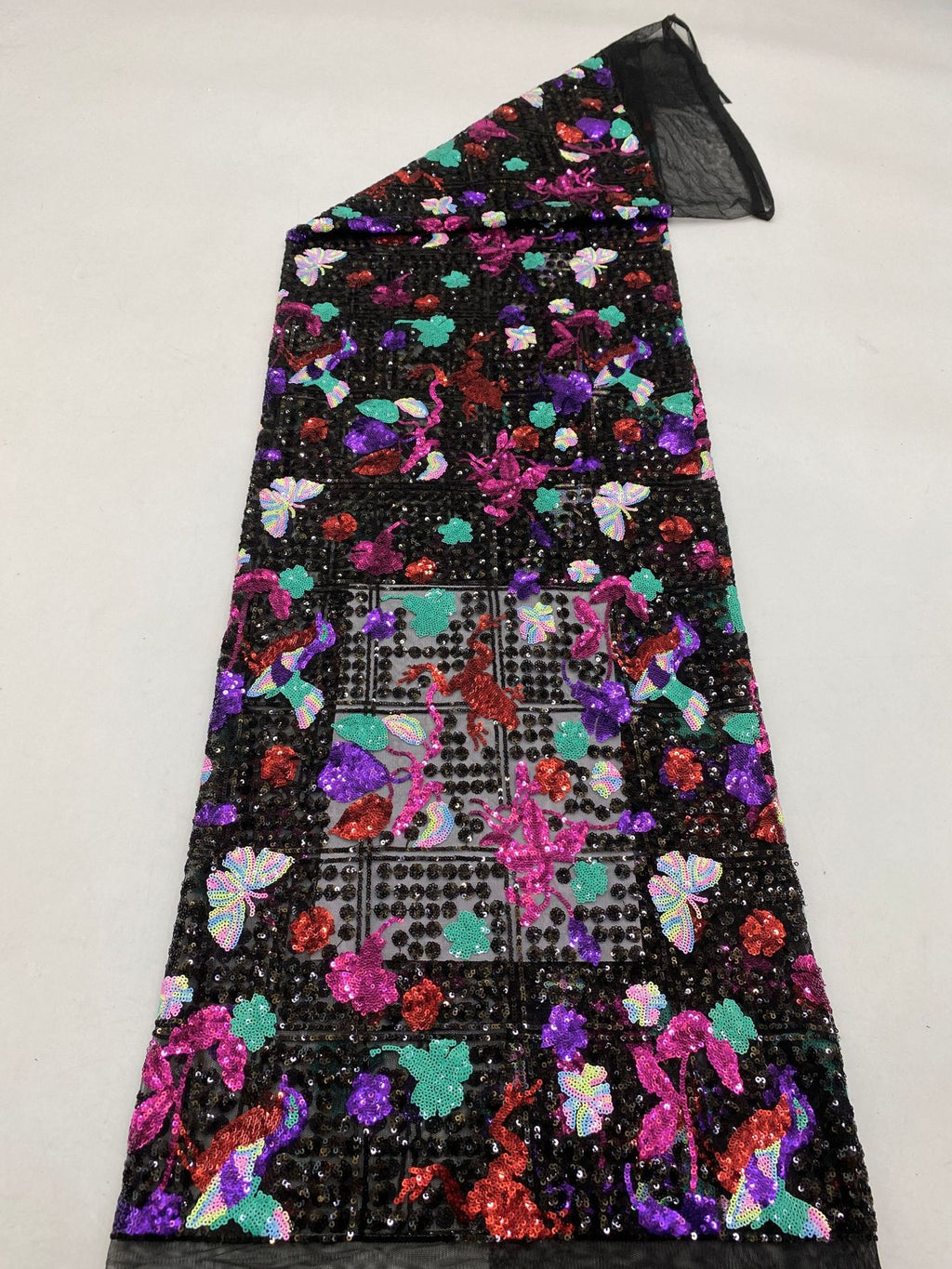 Multicolor 3 mm Sequin Embroidered Bridal Fabric – Design 87359 — fabric photo 3