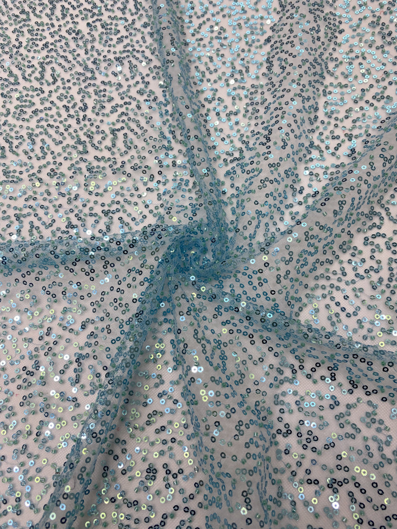 Sequin and Bead Embroidered Mesh Fabric