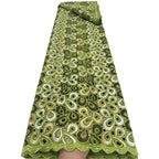African Paisley Cutwork Cotton Lace with Rhinestones – Per Yard — fabric photo 4