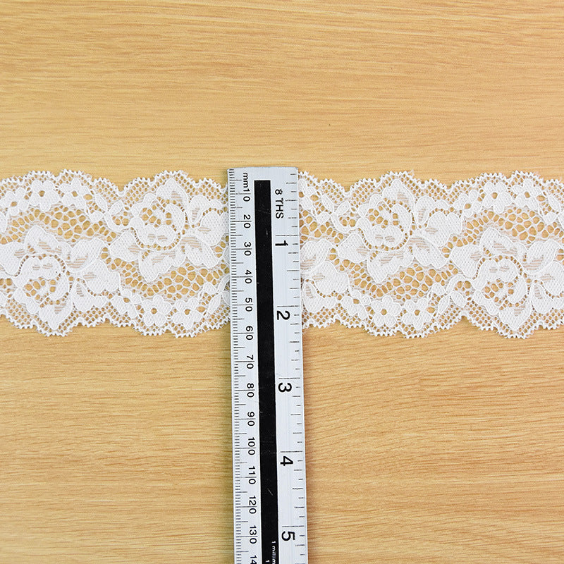 Floral Corded Stretch Nylon Lace Trim 6 cm — fabric photo 2
