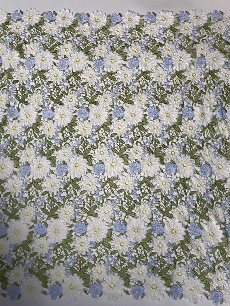 Multicolor Milk-Silk Embroidered Dress Fabric — fabric photo 2