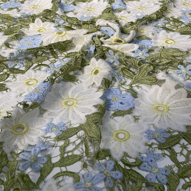 Multicolor Milk-Silk Embroidered Dress Fabric