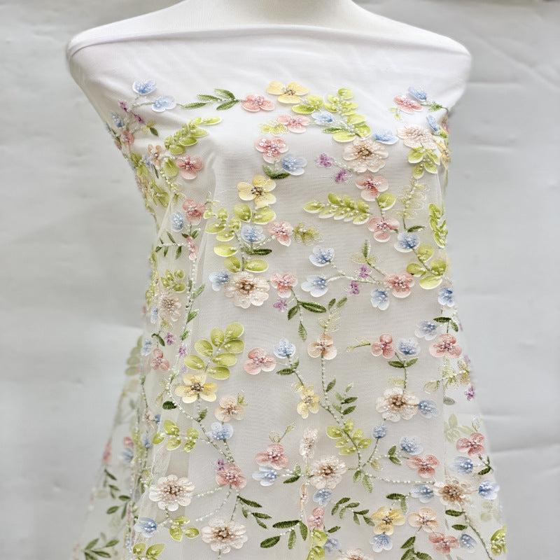 Botanical Laser Print Bead Sequin Embroidery Fabric — fabric photo 2