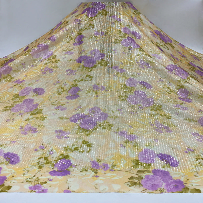 Printed Floral 3mm Sequin Stretch Mesh Fabric — fabric photo 3