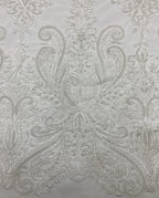4 mm Sequin & White-Core Bead Embroidered Bridal Fabric — fabric photo 5