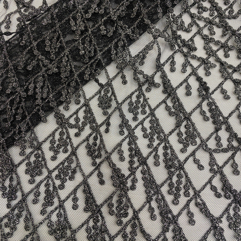 3D Metallic Thread Floating Embroidery Fabric — fabric photo 5