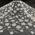 Laser Floral Applique Bead and Sequin Embroidered Fabric — fabric photo 2