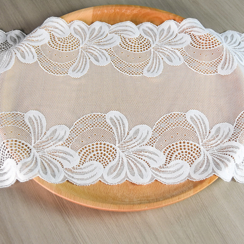Large Floral Stretch Lace Trim 24 cm — fabric photo 2