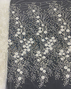 Silver-Thread and Bead 2/4 mm Crystal Sequin Fabric — fabric photo 6