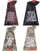 Diamond Grid Mesh with 2/3/4 mm Sequin Embroidery — fabric photo 5